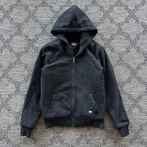 Dickies Sweatshirt Mens Medium Black Heavyweight Sherpa Hoodie Workwear Jacket